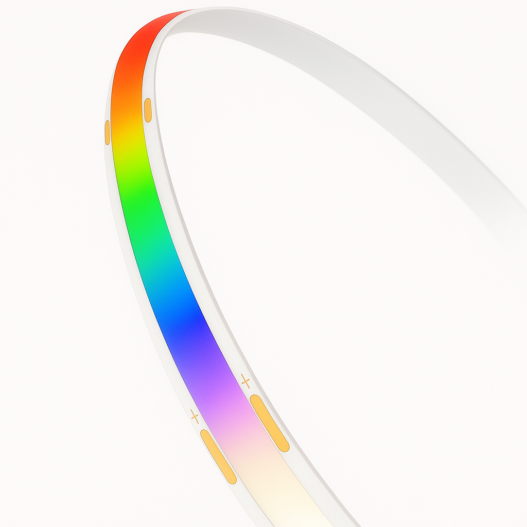 Premium COB RGB‑CCT LED Strip – 1 Meter – 24V – RGB + Tunable White 2700–6500K – 840 LED’s/m – Egale Lichtlijn – Dimbaar – Voor Interieur en Accentverlichting