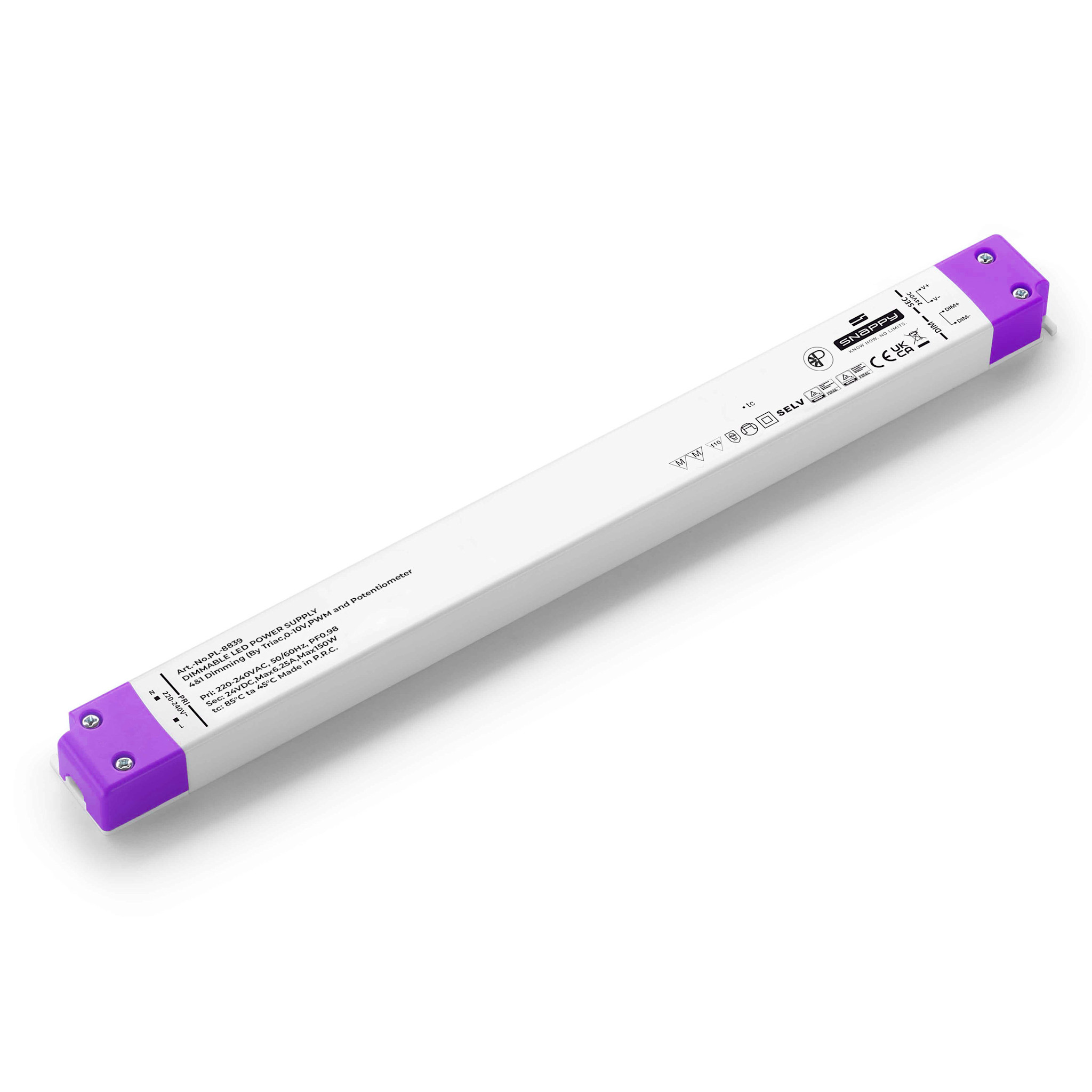 LED Dimbare Driver Constant Voltage 150W 24V Triac 0-10V PWM (Slim)